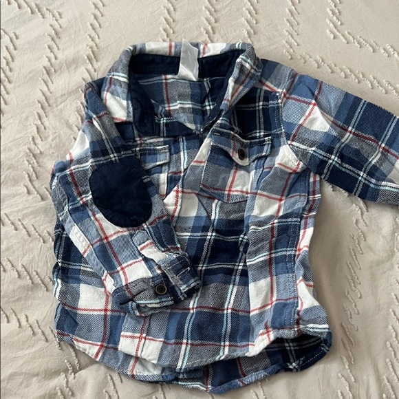 H&M Kids Blue and White Plaid Button Down Shirt - Picture 1 of 2